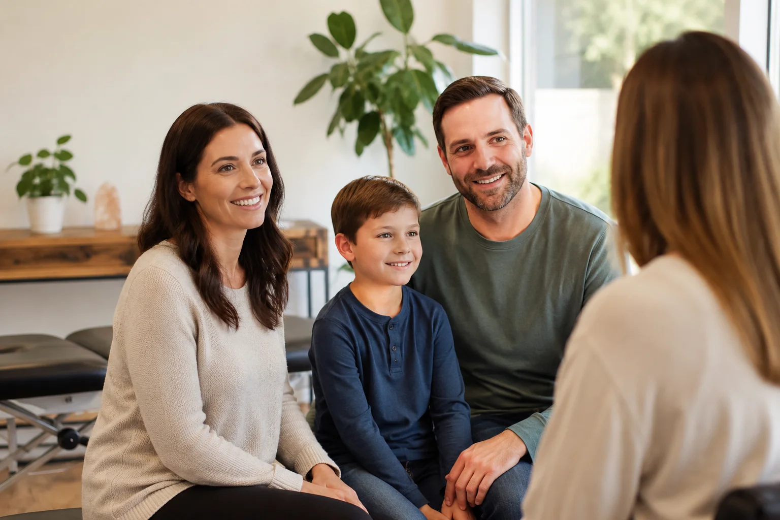 Family consultation with a chiropractor at Trailhead Family Chiropractic in Temecula