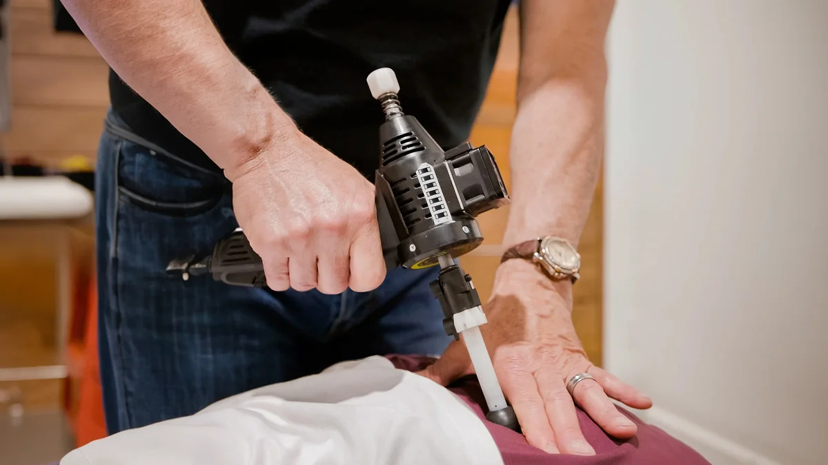 Pediatric chiropractic instrument adjustment at Trailhead Family Chiropractic in Temecula